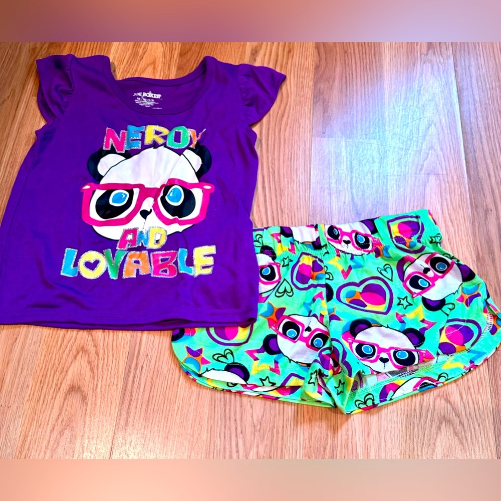 Joe Boxer Panda Girls Purple Short Set